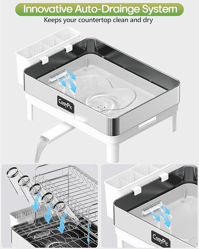 2 Tier Dish Drying Rack, Thicker Premium 304 Stainless Steel Dish Racks - Image 5