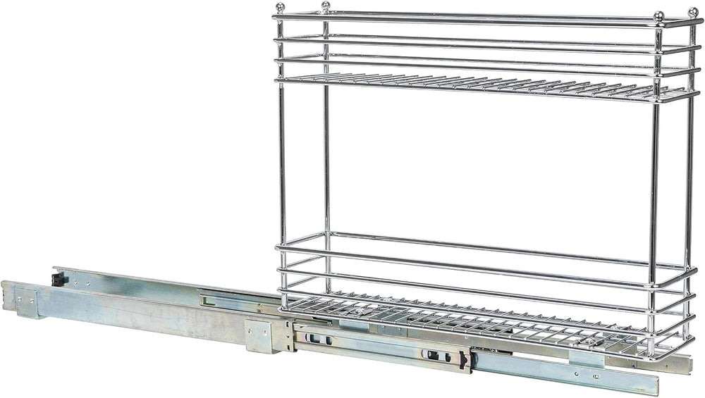Household Essentials Chrome 2-Tier Sliding Cabinet Organizer, 5"
