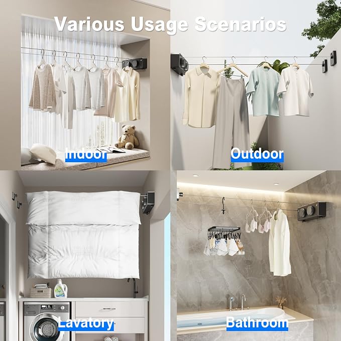 Retractable Twin Clothesline Indoor, Non-Sagging Outdoor Clothes Line - Image 7
