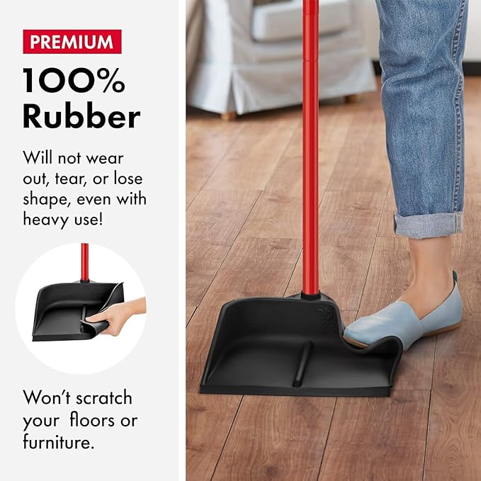 Dustpan with Handle by Ravmag- Solid Natural Rubber Construction- 29” Long - Image 3