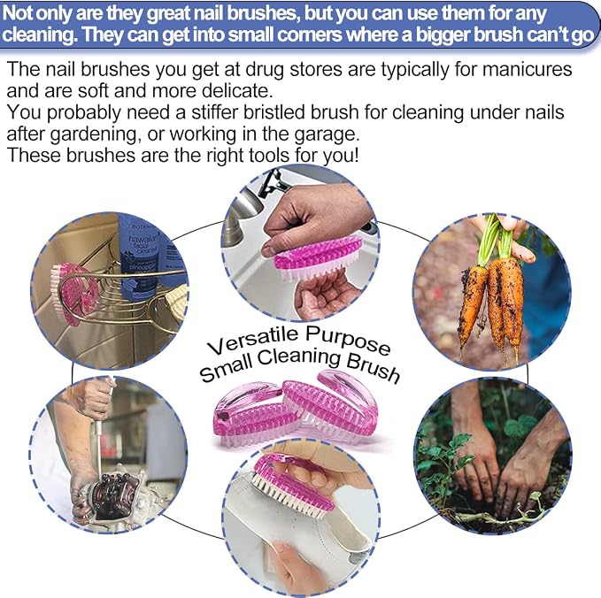 Handle Grip Nail Brush for Cleaning Fingernails Hands & Under Nails, Stiff - Image 4