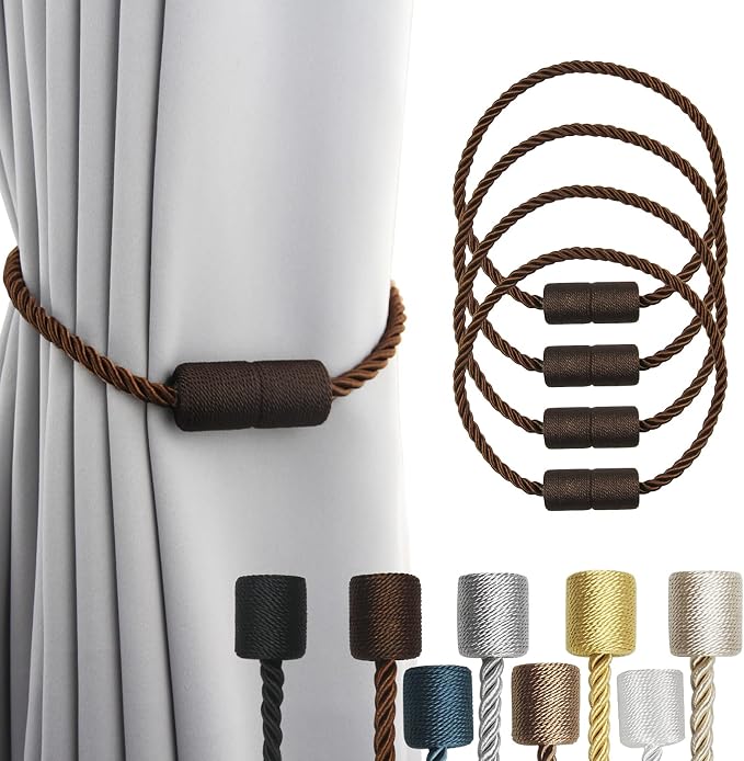 4 Pack Strong Magnetic Curtain Tiebacks Outdoor Elegant Decorative Tie Backs by CurtainTiebacks