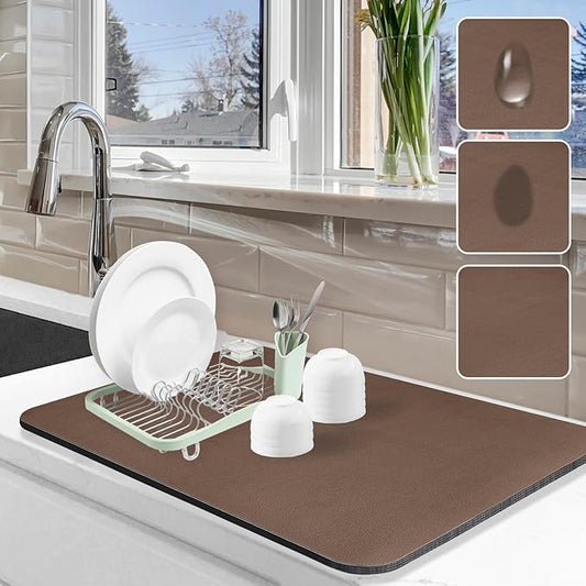 Dish Drying Mat for Kitchen Counter, Hide Stain Anti Absorbent for Kitchen by Etomiel