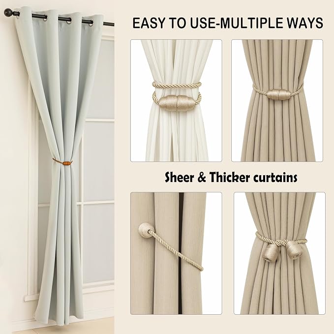 Magnetic Curtain Tiebacks Rope Curtain Tie Backs - Image 5