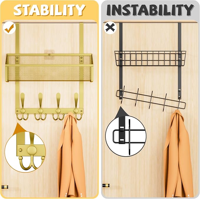 Over The Door Hooks Organizer, Coat Rack Over The Door Storage Hanger Towel Rack - Image 3