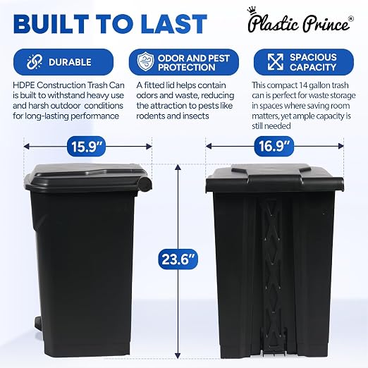14 Gallon Step-On Trash Can/Container, Hands-Free Disposal - Image 8