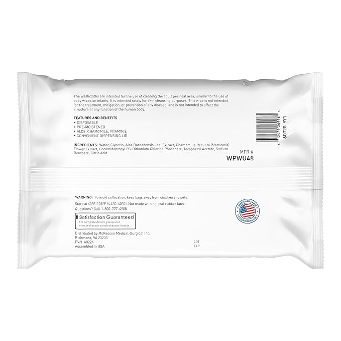 McKesson Washcloth Wipes for Adults, Unscented Disposable Wash Cloths for Body - Image 7