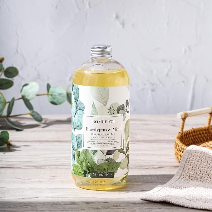ROMIIE ZOI Liquid Hand Soap Refills, Eucalyptus & Mint, Gentle & Moisturizing - Image 3