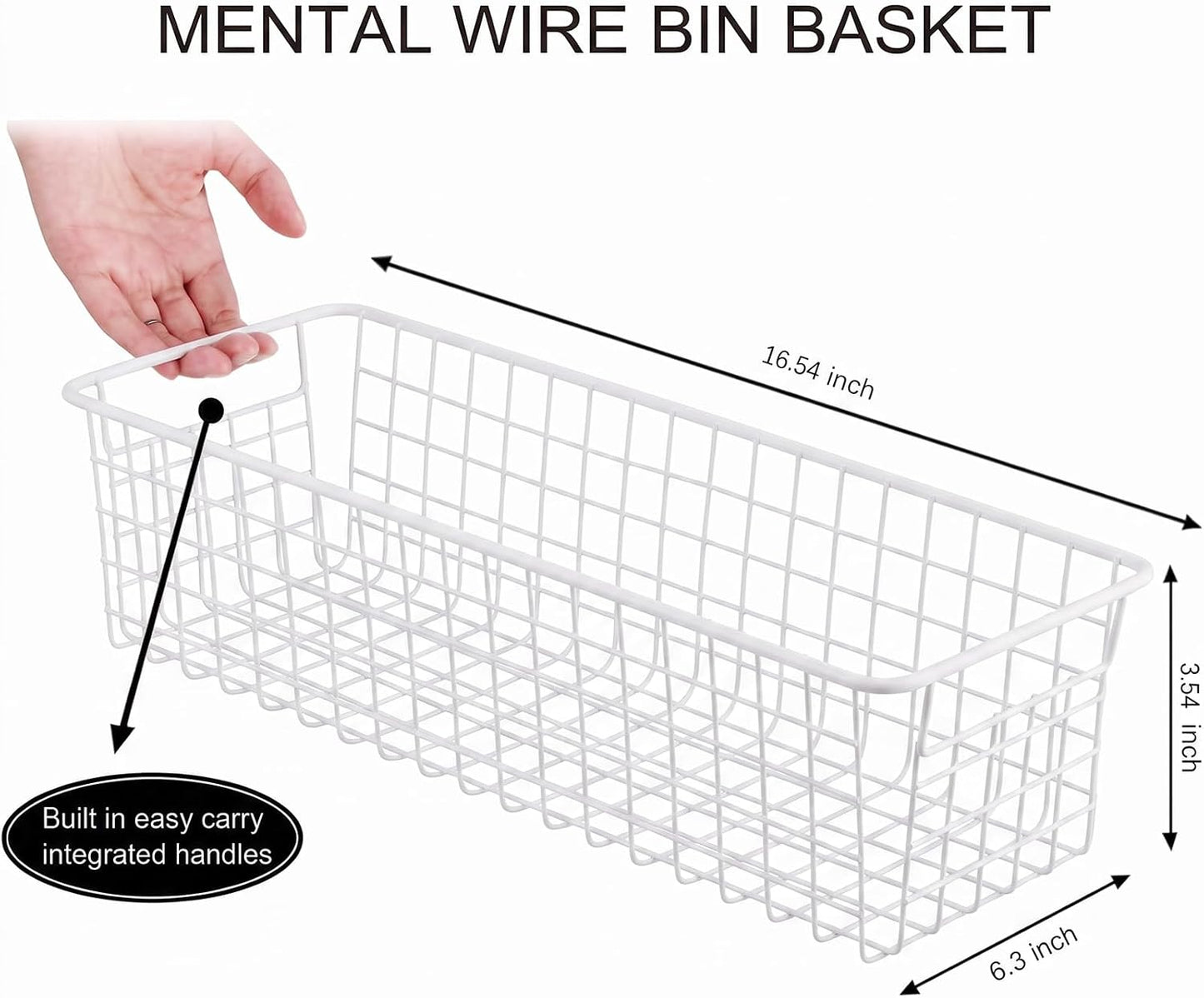 SheeChung Wire Storage Baskets, Metal Toilet Paper Basket Holder, White | 2 Pack Large Hanging Basket, Farmhouse Decor Storage Organizer Bin for Bathroom, Kitchen, Cabinets, Pantry, Closets, Garage