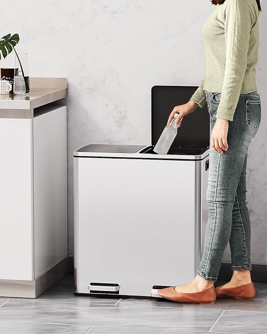 AthLike 60L Dual Trash Can, Stainless Steel Kitchen Garbage Can, Double - Image 7