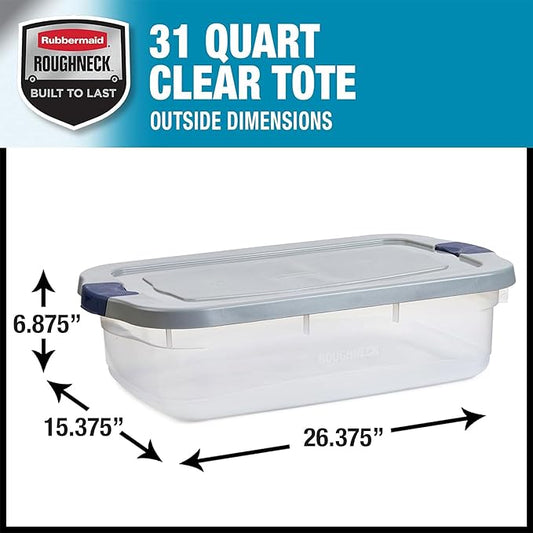 Rubbermaid Roughneck Clear 31 Qt/ 7.75 Gal Storage Containers, Visible Base - Image 2
