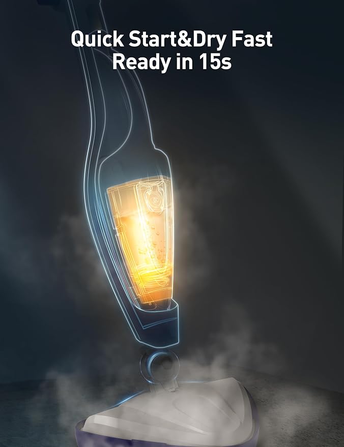 12-in-1 Steam Mop, Fast 15-Sec Heat-Up, 1500W Detachable Handheld Steam Cleaner - Image 4