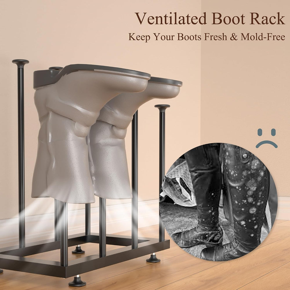 Boot Rack,Metal Free Standing Boot Storage Organizer, 8 Pairs,Black
