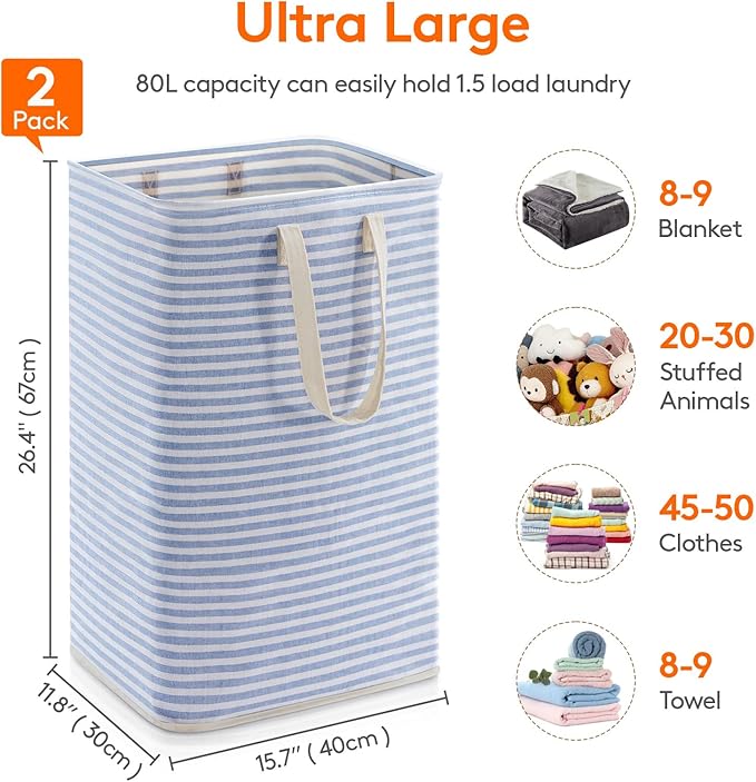 Lifewit 2 Pack Laundry Hamper Large Collapsible Laundry Basket, Freestanding - Image 3