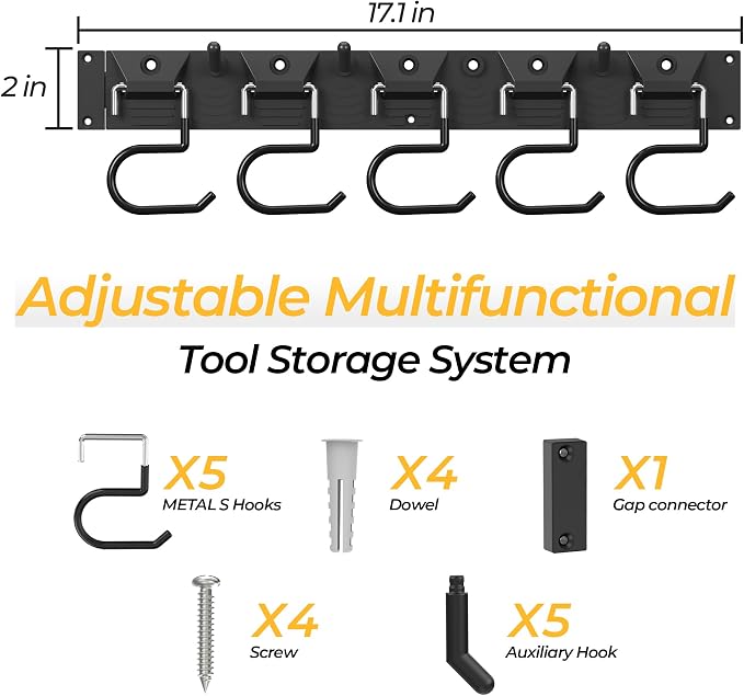 51 Inch Garden Tool Organizer Wall Mount - Image 2