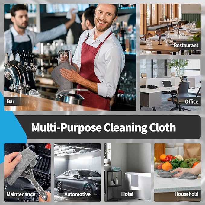 FIXSMITH Grey Microfiber Cleaning Cloth -Pack of 12, Highly Absorbent Cleaning - Image 7
