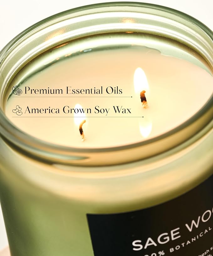 M&SENSE Sage Wood Scented Candle, 11.6oz 70 Hours Long Lasting Clean Non Toxic - Image 4