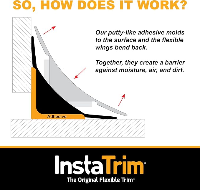 InstaTrim The Original Flexible Trim - 10ft Grey 1/2" Adhesive Trim - Image 6