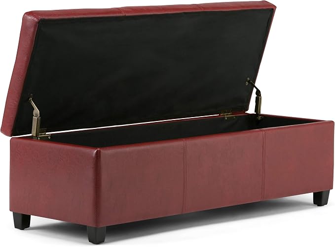 SIMPLIHOME Avalon 48 inch Wide Contemporary Rectangle Storage Ottoman Bench in - Image 3