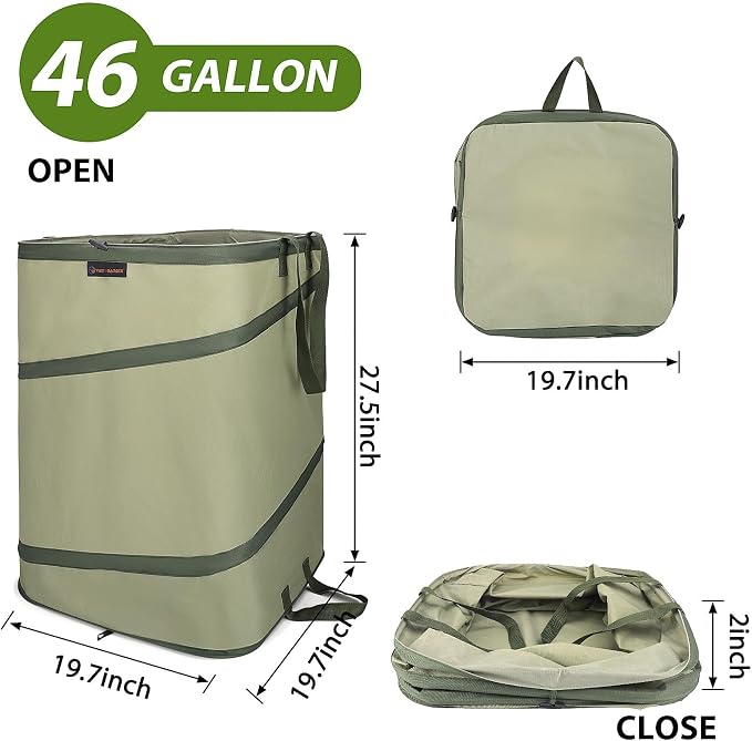 YUDI & GARDEN 46 Gallon Square Collapsible Yard Waste Containers｜Collapsible - Image 3