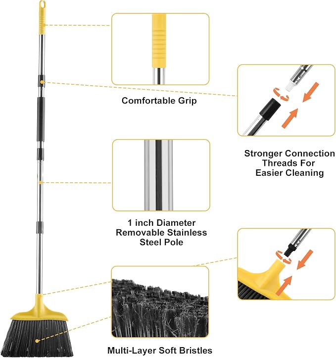 3 Pack Outdoor Heavy Duty Broom 59 Inch - Image 3