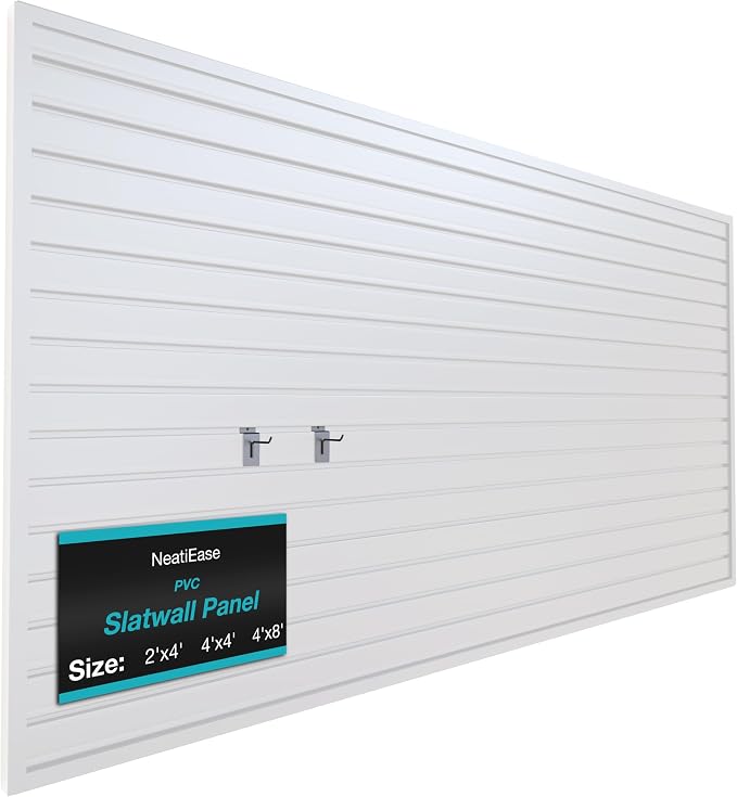 NeatiEase Slatwall Panel Wall Storage Systems, 4 x 8ft Slat Wall Paneling by NeatiEase