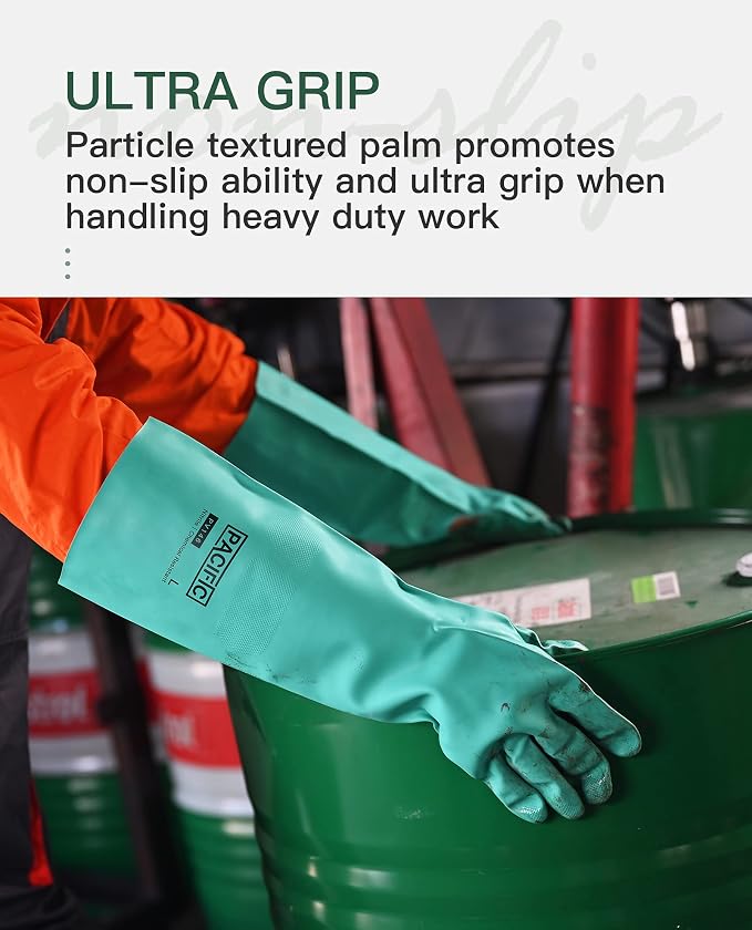 PACIFIC PPE 2 Pairs Chemical Resistant Nitrile Gloves, Resist Household Acid - Image 5