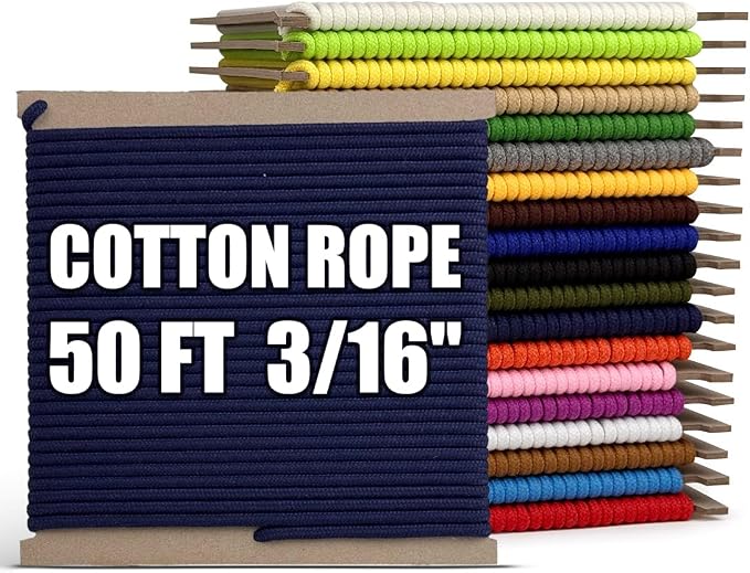 PerkHomy 500lb Cotton Rope 3/16" 50 ft Multi Purpose Utility Diamond Braided by PerkHomy