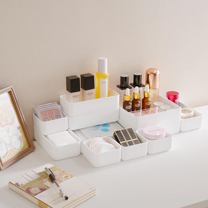 11-Piece Stackable Drawer Organizer Set, Stationery, Utensils in Bathroom - Image 5