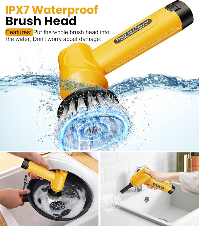 qimedo Battery Electric Spin Scrubber Q4, 800RPM Handheld Scrubber - Image 6