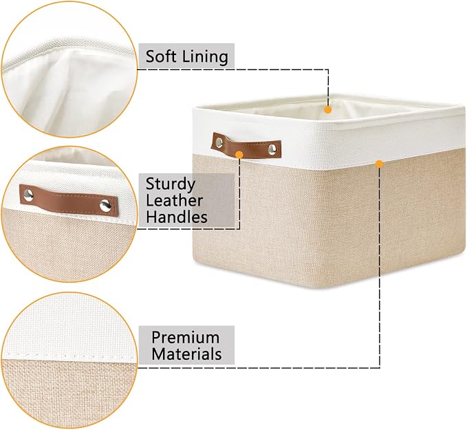 DULLEMELO Fabric Storage Bins for Laundry, Foldable Storage Baskets for Shelves - Image 3