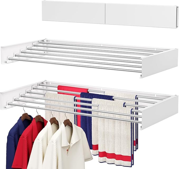 Wall Mounted Drying Rack 40", Foldable Laundry Drying Rack by DryingSolved