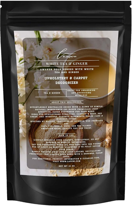 White Tea & Ginger Carpet Freshener Powder: Powerful Odor Eliminator by Lapew