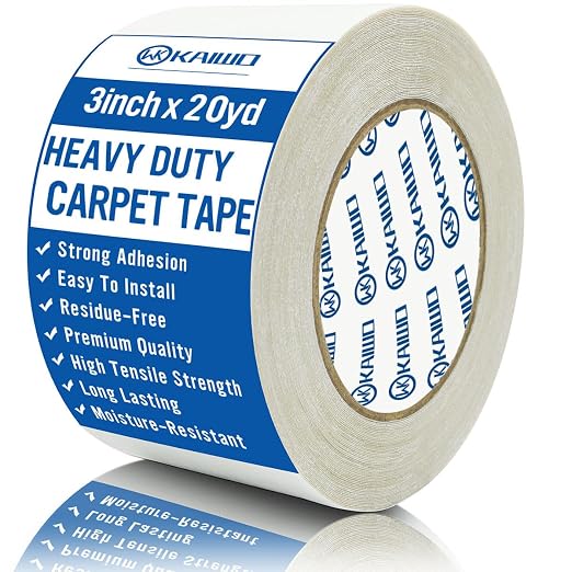 Heavy Duty Carpet Tape Double Sided 3 in x 20YD Rug Tape by KAIWO