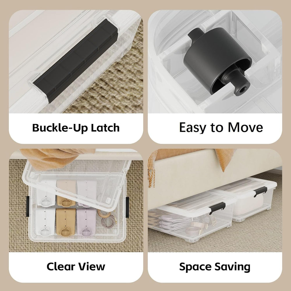 4-Pack Wheeled Underbed Storage Bin with Lid, 30L