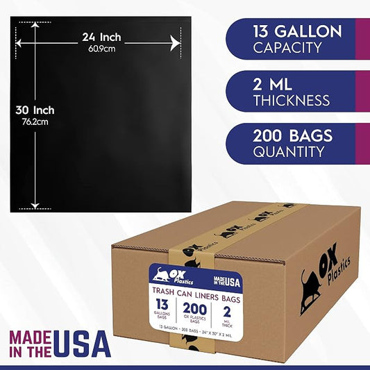 OX Plastics Black Trash Bags - Image 2