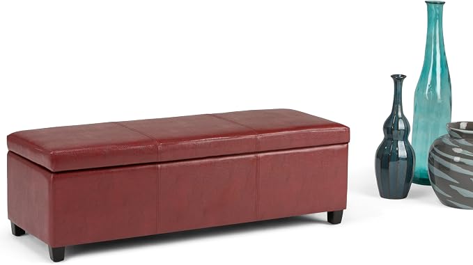 SIMPLIHOME Avalon 48 inch Wide Contemporary Rectangle Storage Ottoman Bench in - Image 9