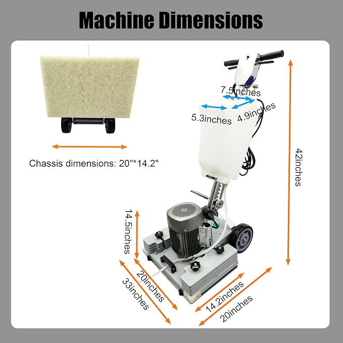 Floor Grinding Scrubber Buffer Polisher Machine Square Chassis Clean Polish Wax - Image 2