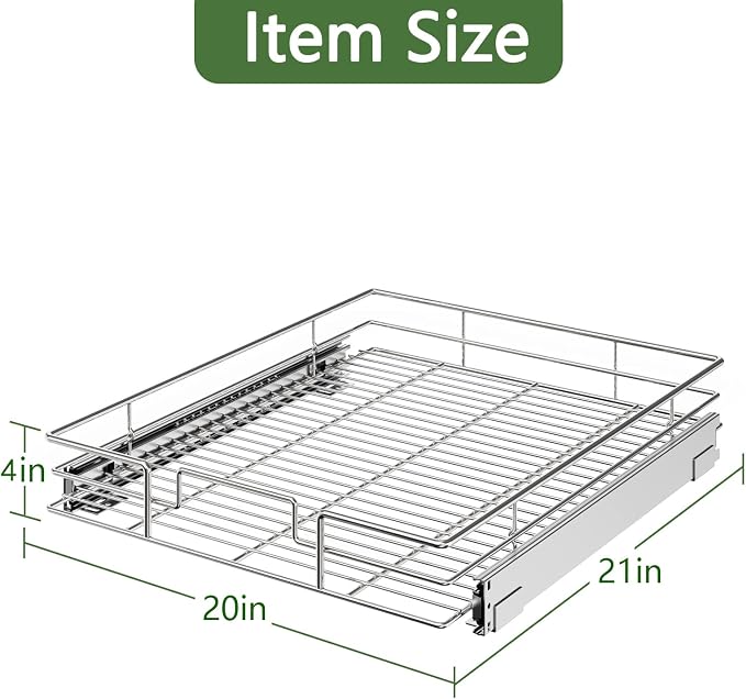 LOVMOR Pull Out Cabinet Organizer 20"W x 21"D, Kitchen Cabinet Pull Out Shelves - Image 3
