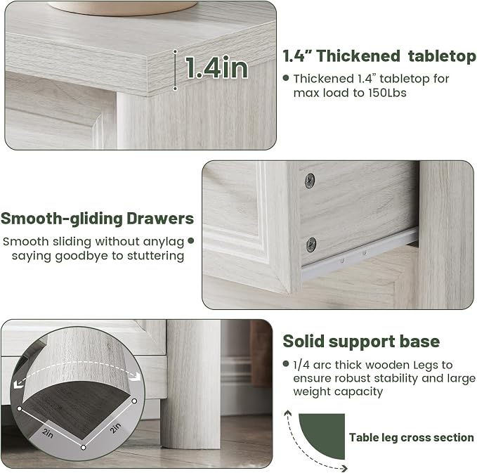 41" Tall White Dresser, Farmhouse 8 Drawers Dressers - Image 7