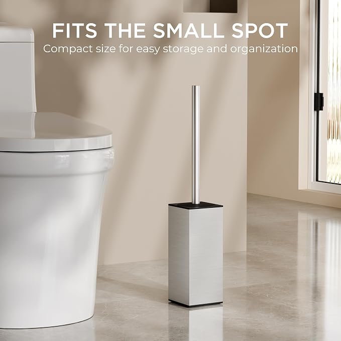 FORIOUS Toilet Brush and Holder Set, Heavy Duty 304 Stainless Steel Base Square - Image 6