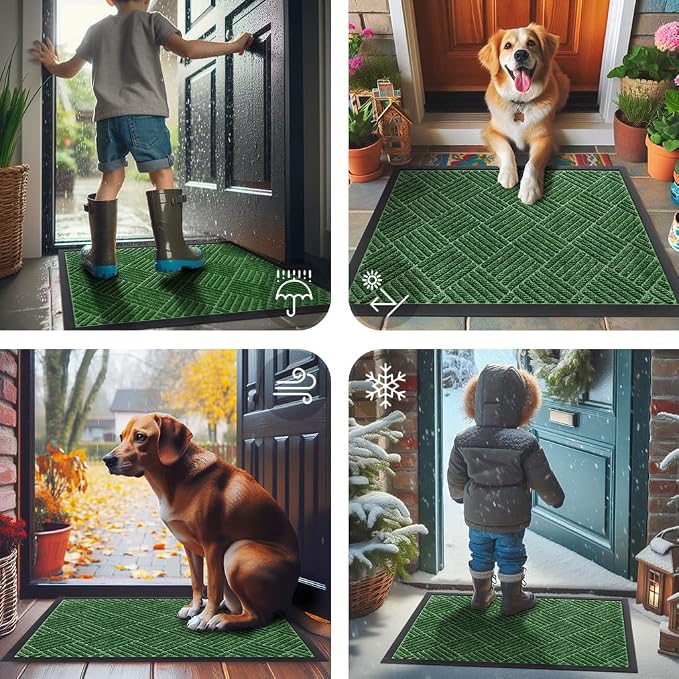 Smiry Front Door Mat Outside Entrance, Heavy Duty Outdoor Indoor Natural Rubber - Image 7