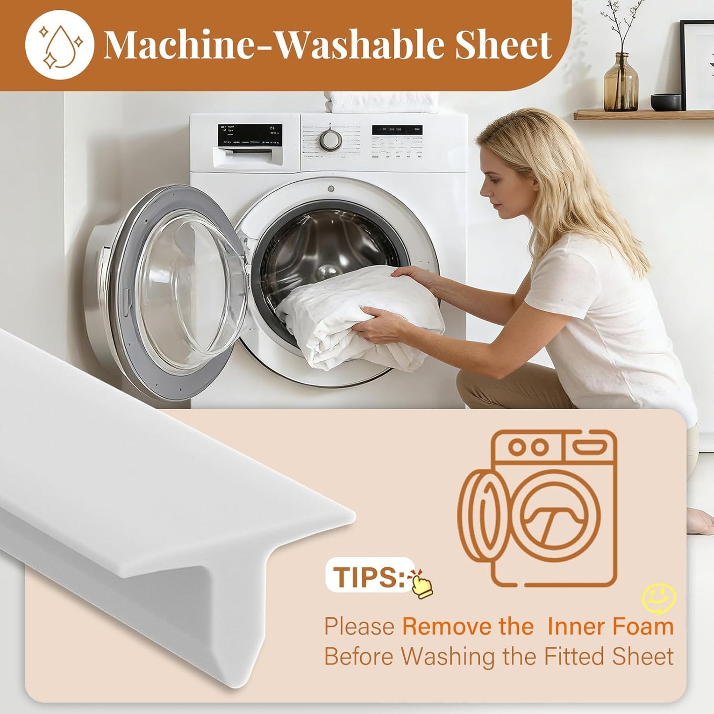 Vekkia 2-in-1 Split King Gap Filler with Built-in Fitted Sheet, Twin to King Converter, Bed Bridge with Washable Cover, Fits Guest Rooms, Hotels & Vacation Rentals, 75"x75"