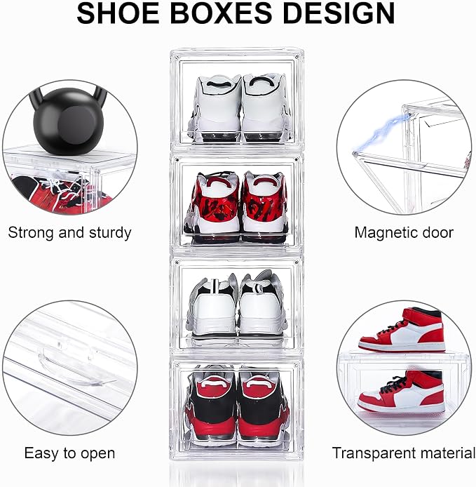 12 Pack Acrylic Shoe Boxes, Ultra Clear Shoe Boxes Stackable, Shoe Storage Box - Image 3