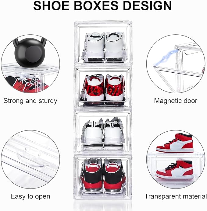 3 Pack Acrylic Shoe Boxes, Ultra Clear Shoe Boxes Stackable, Shoe Storage Box - Image 3