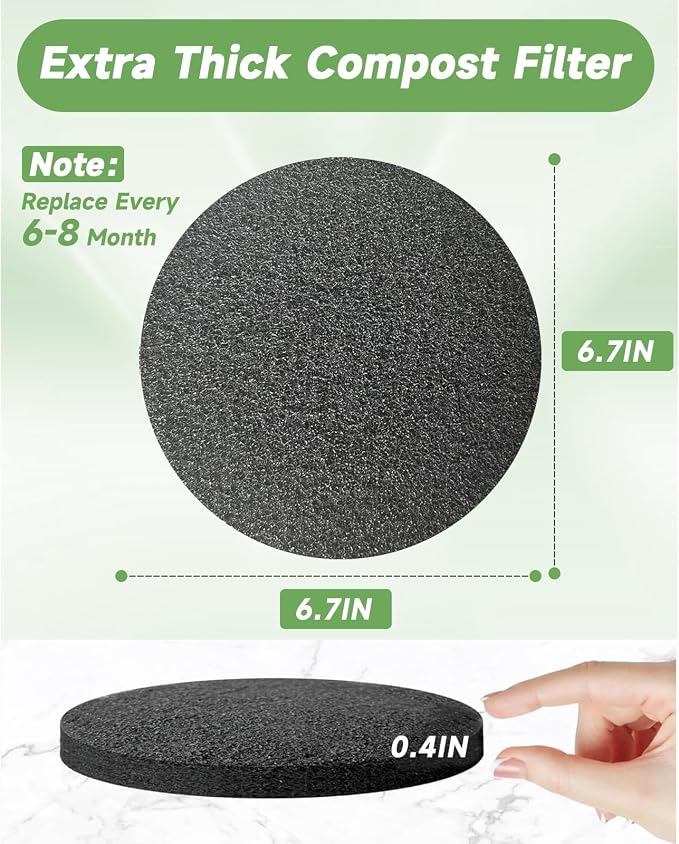 6.7 Inch Charcoal Filters for 16 Pack Kitchen Countertop Compost Bins - Image 4