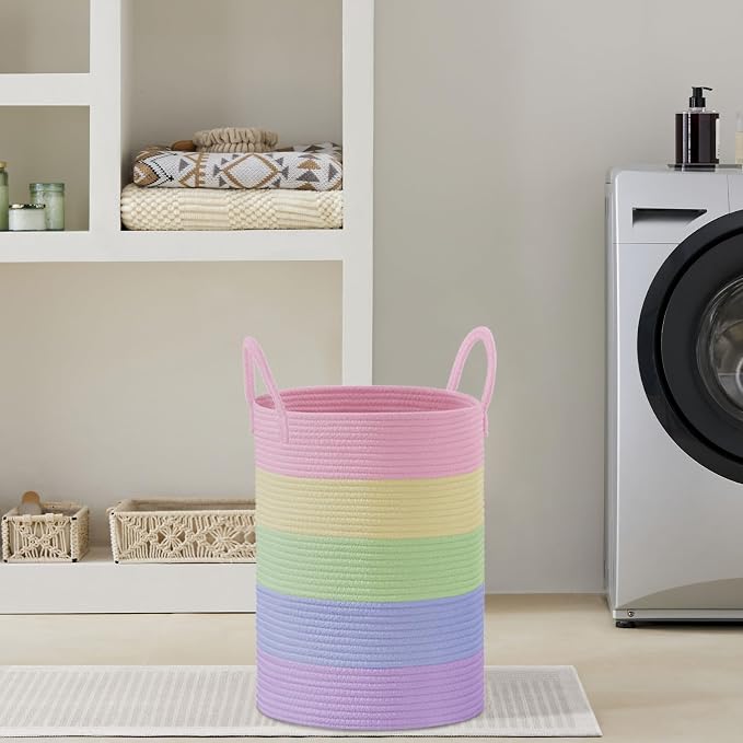 VIPOSCO Large Laundry Hamper, Tall Woven Rope Storage Basket - Image 7
