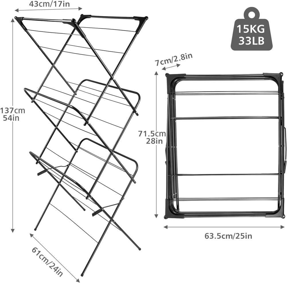 Foldable Clothes Drying Rack Laundry Drying Rack Black
