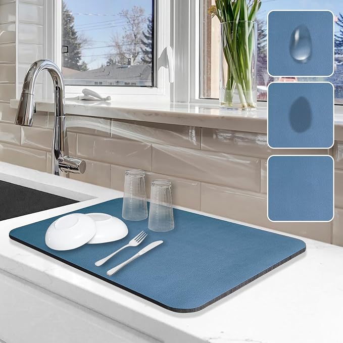 Dish Drying Mat for Kitchen Counter, Hide Stain Anti Absorbent for Kitchen by Etomiel