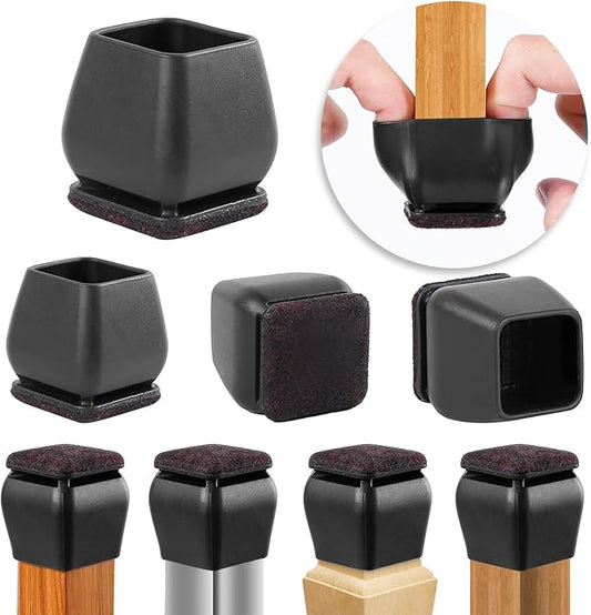 Ezprotekt 24 Pcs Square Silicone Chair Leg Floor Protectors, Felt Furniture by VisittheEzprotekt